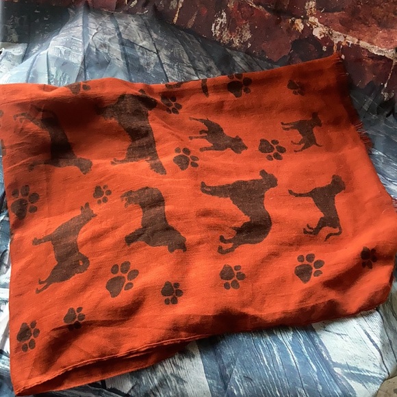 30"x72" CLASSIC ORANGE DOG PRINT 100%COTTON COVER UP WRAP SCARF| JC SUNNY - Picture 2 of 4